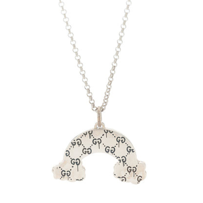 Gucci Sterling Silver Enamel GucciGhost Rainbow Pendant Necklace 3 of 5