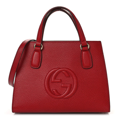 Gucci Dollar Calfskin Medium Soho Top Handle Satchel Hibiscus Red 1 of 9