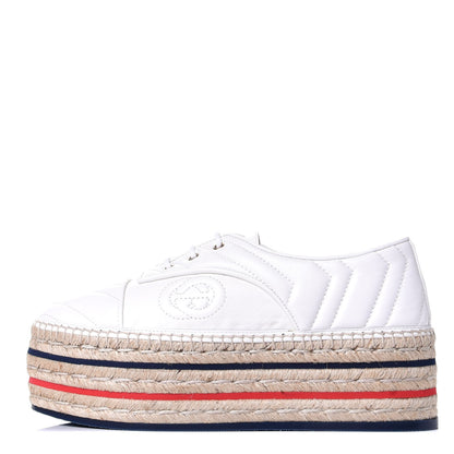 Gucci Nappa Matelasse GG Pilar Flatform Lace-Up Espadrilles 37 Great White 1 of 11