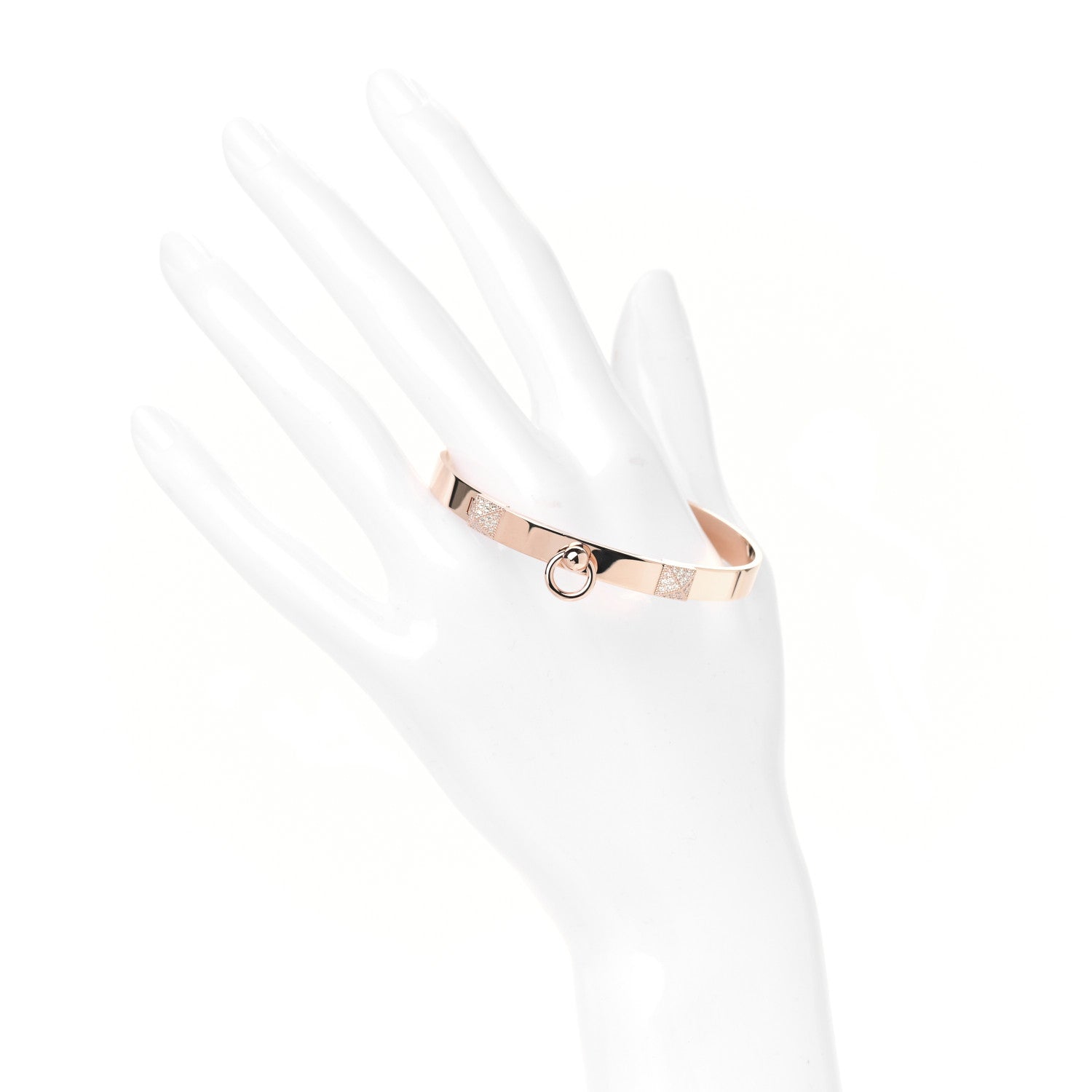 Hermes 18K Rose Gold Diamond PM Collier De Chien Bracelet SH 2 of 5