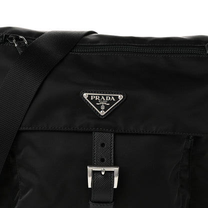 Prada Nylon Vela Saffiano Single Buckle Messenger Shoulder Bag Black 8 of 10