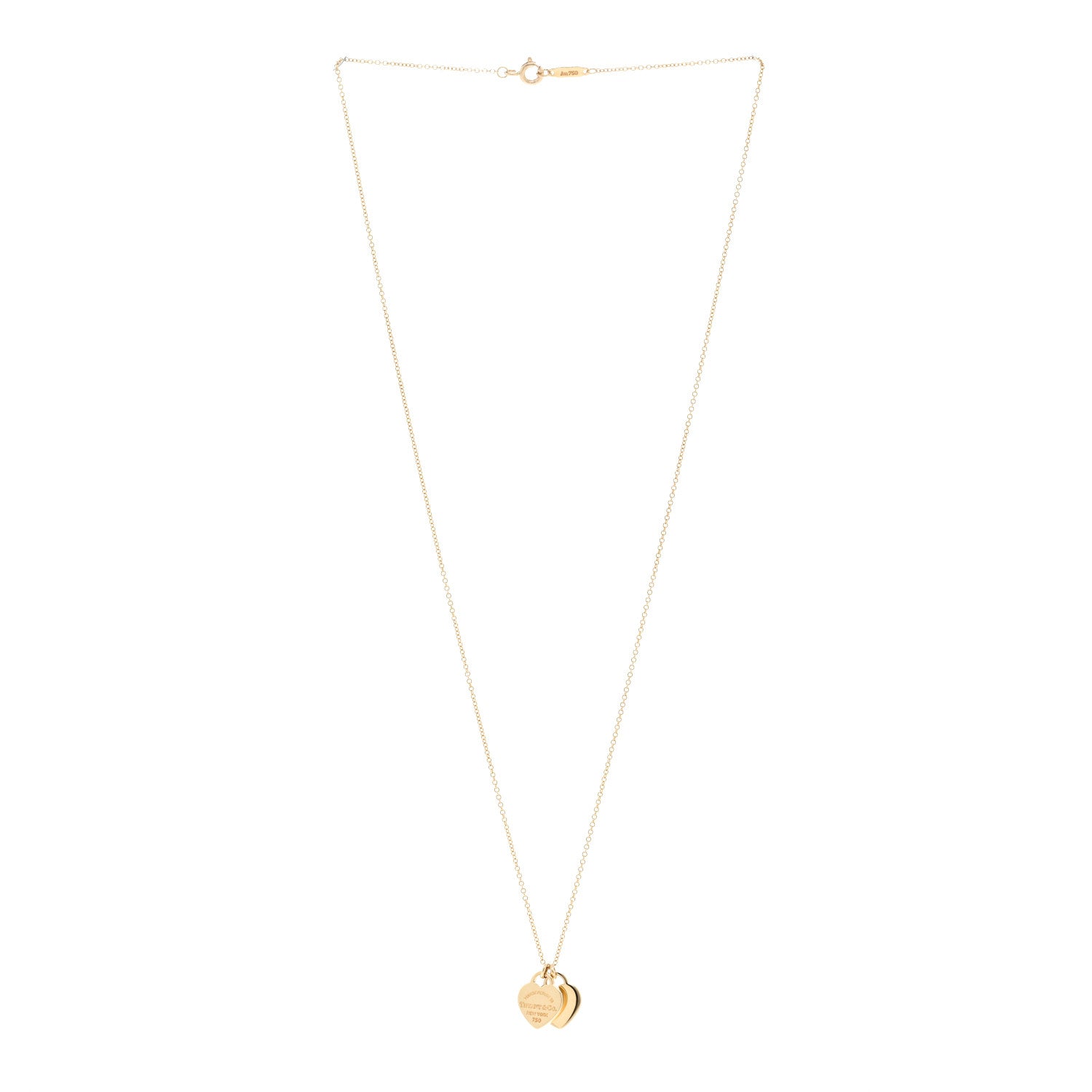 Tiffany 18K Yellow Gold Return to Tiffany Mini Double Heart Tag Pendant Necklace 3 of 5