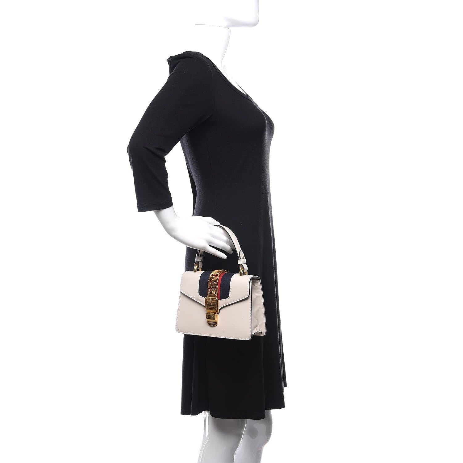 Gucci Calfskin Mini Sylvie Top Handle Bag White 2 of 17
