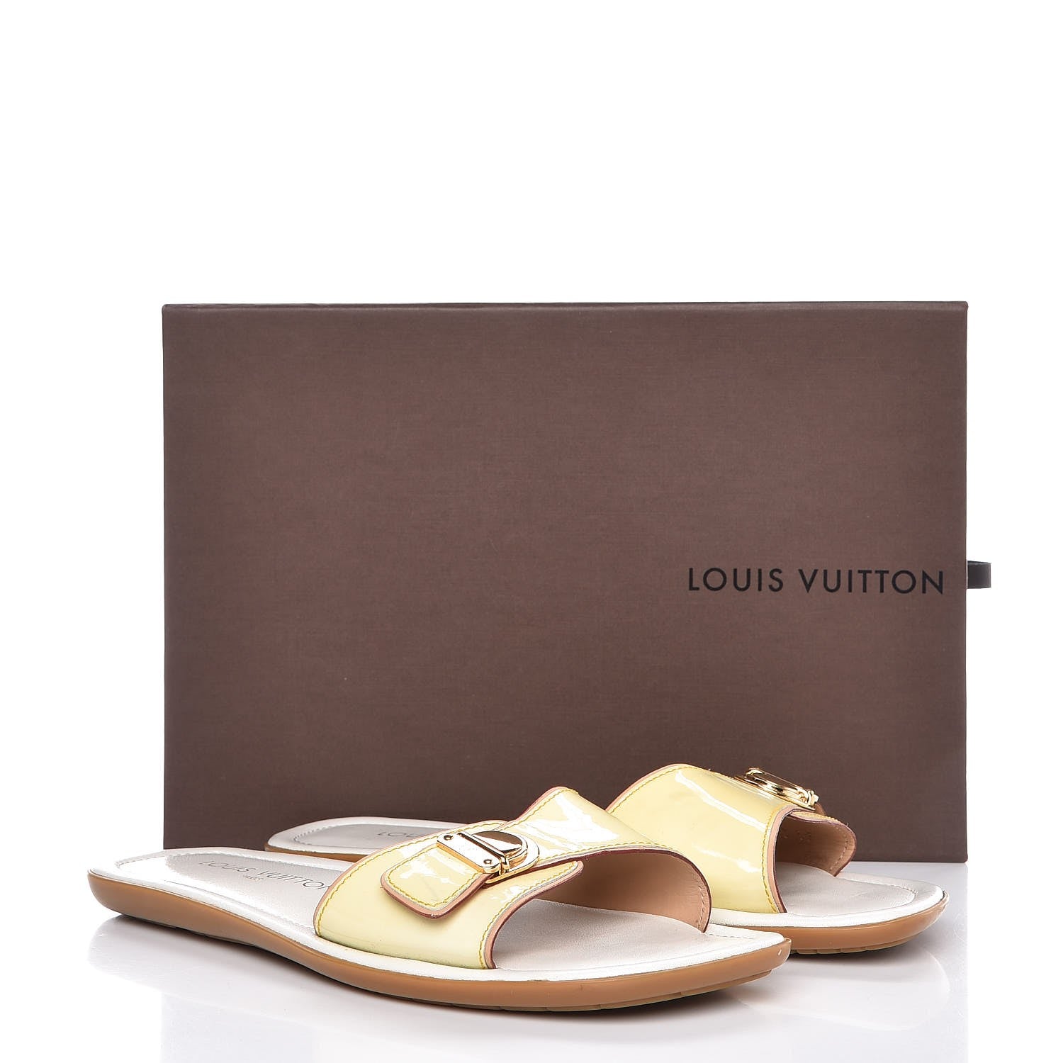 Louis Vuitton Patent Slide Sandal 37 Ivory 13 of 13