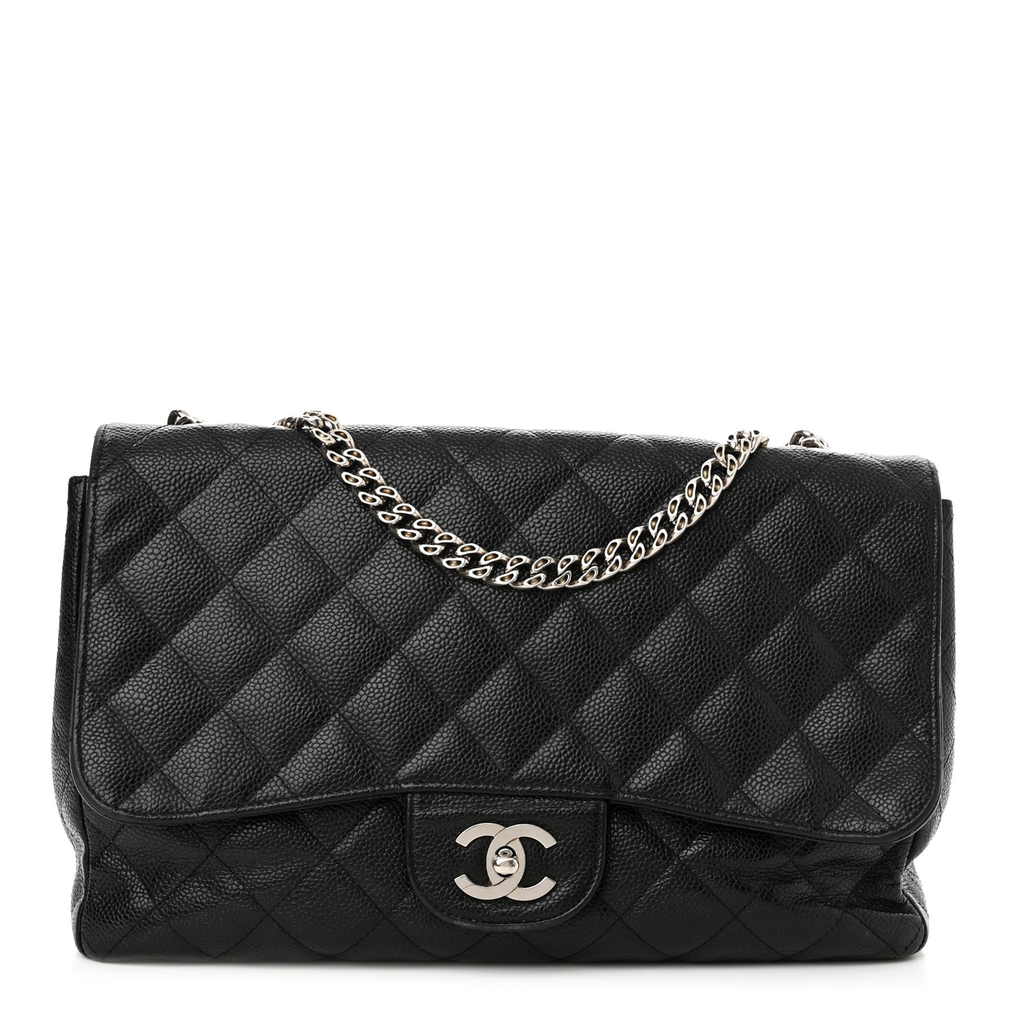 Caviar Quilted Jumbo Single Flap Bijoux Chain Black