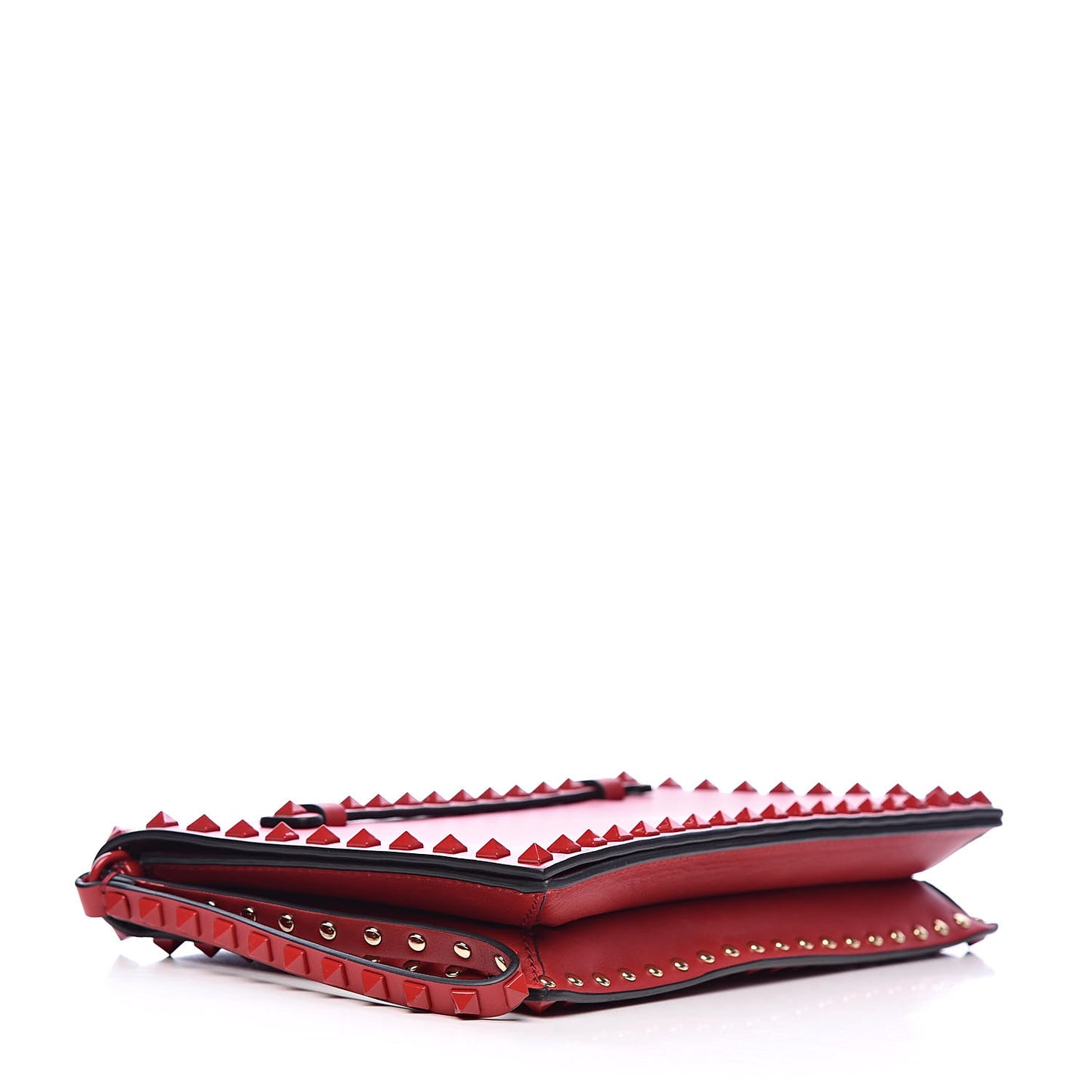 Nappa Monochrome Rockstud Wristlet Clutch Rosso Valentino