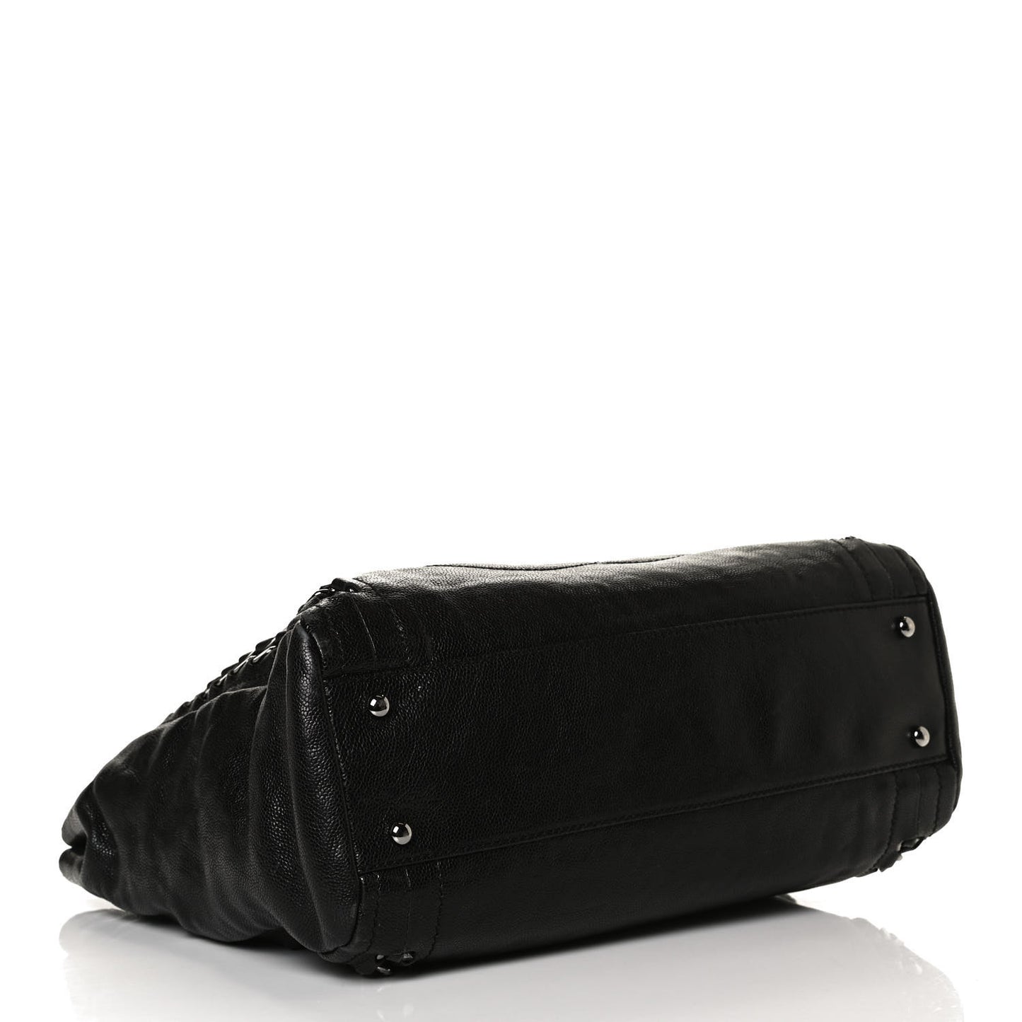 Glazed Caviar Modern Chain Tote Black