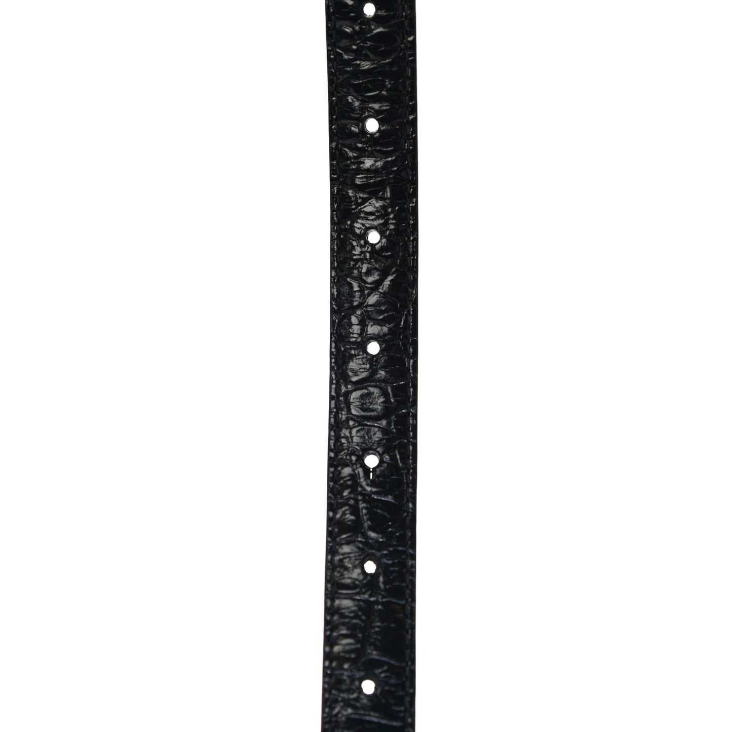 Shiny Calfskin Crocodile Embossed BB 20mm Thin Belt 85/34 Black