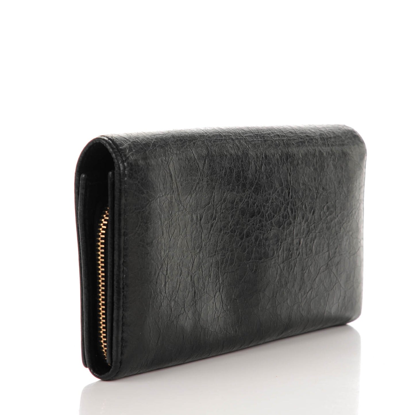 Agneau Giant 12 Rose Gold Hardware Money Wallet Black