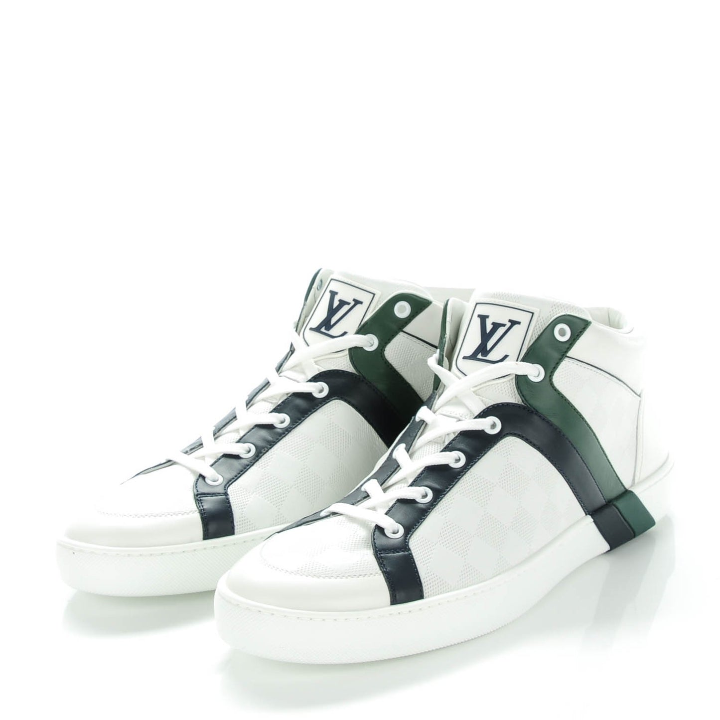 Calfskin Damier Meteor Sneakers 10 White