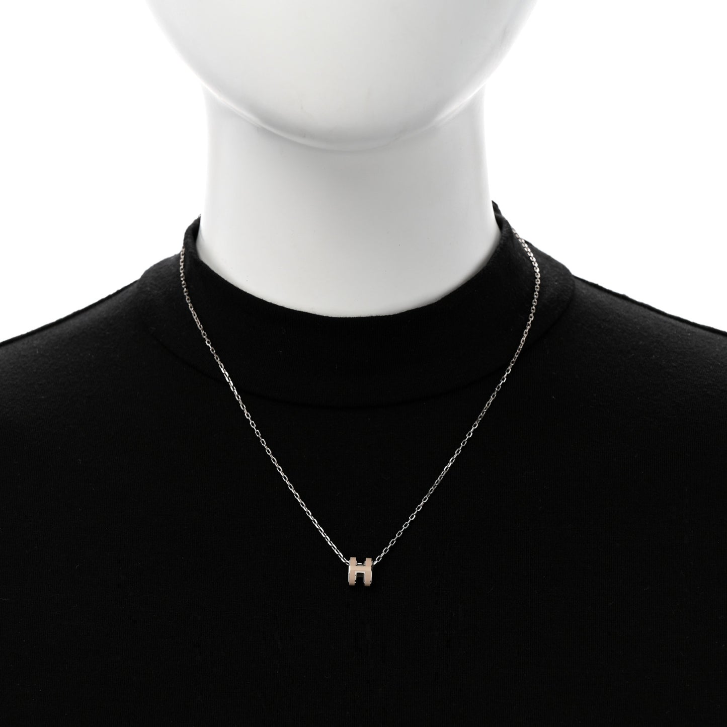 Palladium Mini Pop H Pendant Necklace Marron Glace