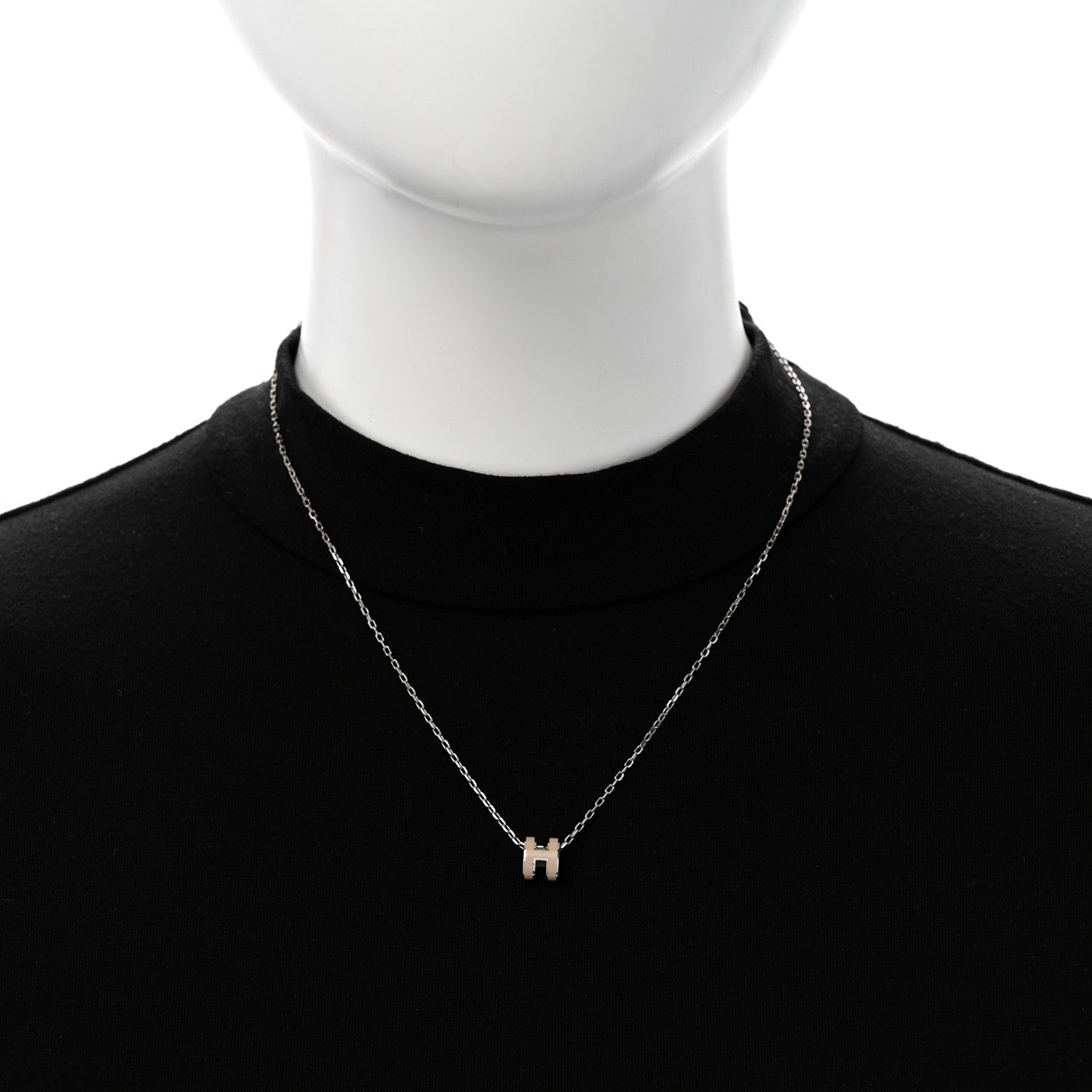 Hermes Palladium Mini Pop H Pendant Necklace Marron Glace 2 of 8