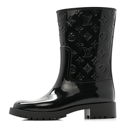 Louis Vuitton Rubber Embossed Monogram Splash Rain Short Boots 37 Black 1 of 9
