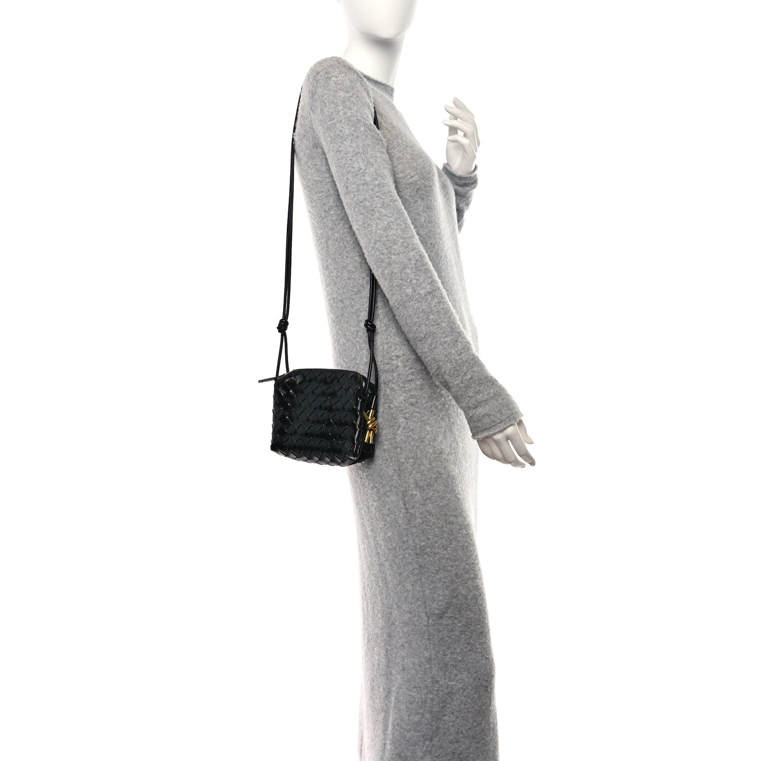 Bottega Veneta Nappa Intrecciato Metallic Knot Mini Loop Camera Bag Black 2 of 9