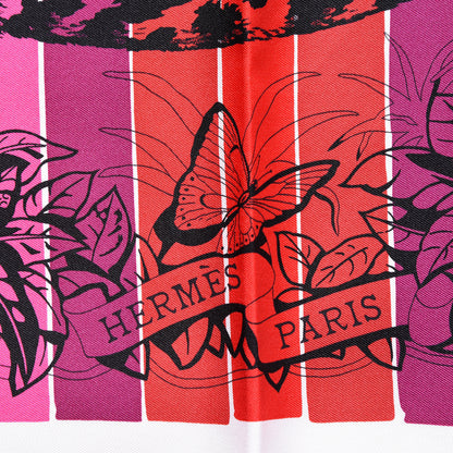 Hermes Silk Carre Jungle Love Rainbow Scarf 90 Rose Vert Jaune 3 of 4