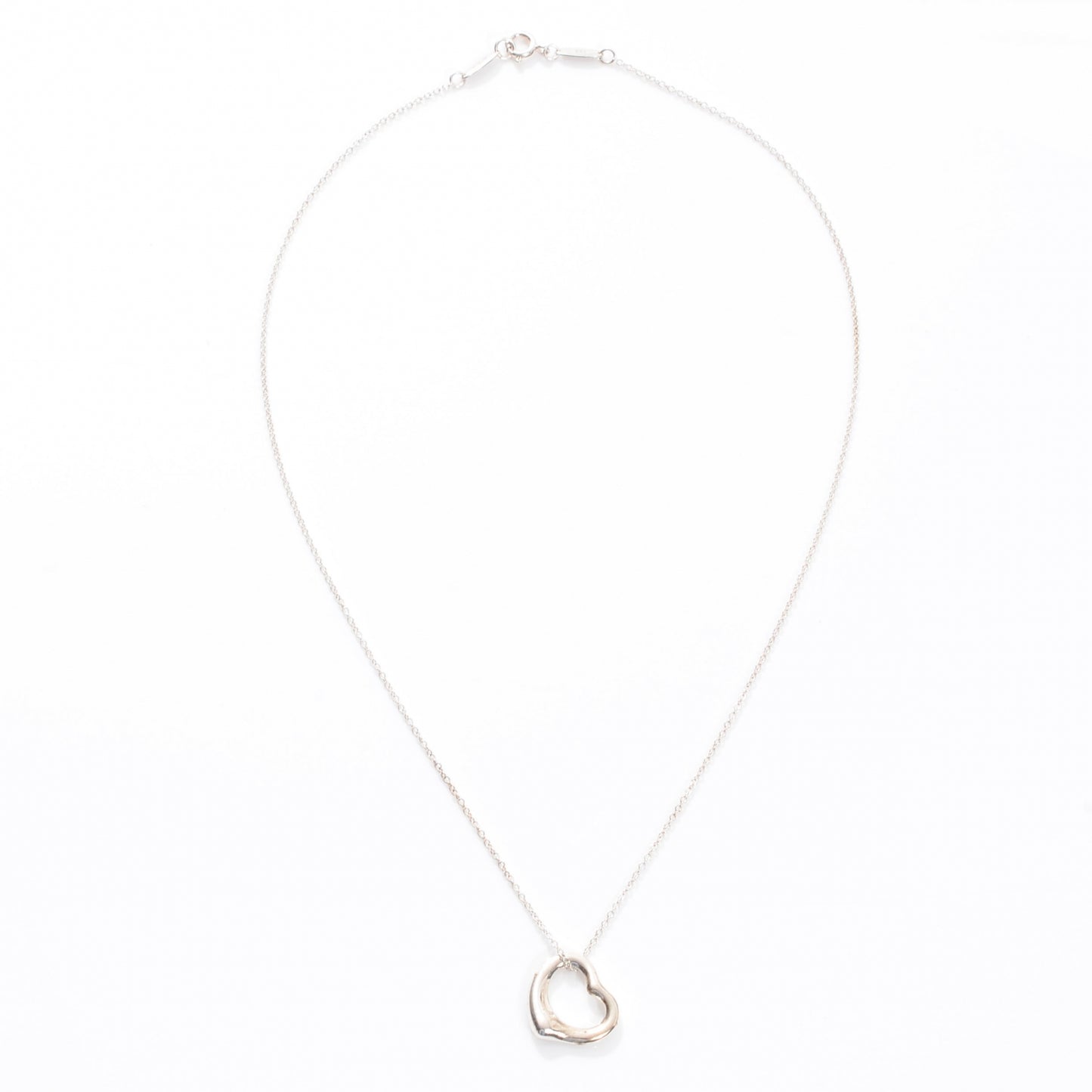 Sterling Silver 16mm Elsa Peretti Open Heart Pendant Necklace
