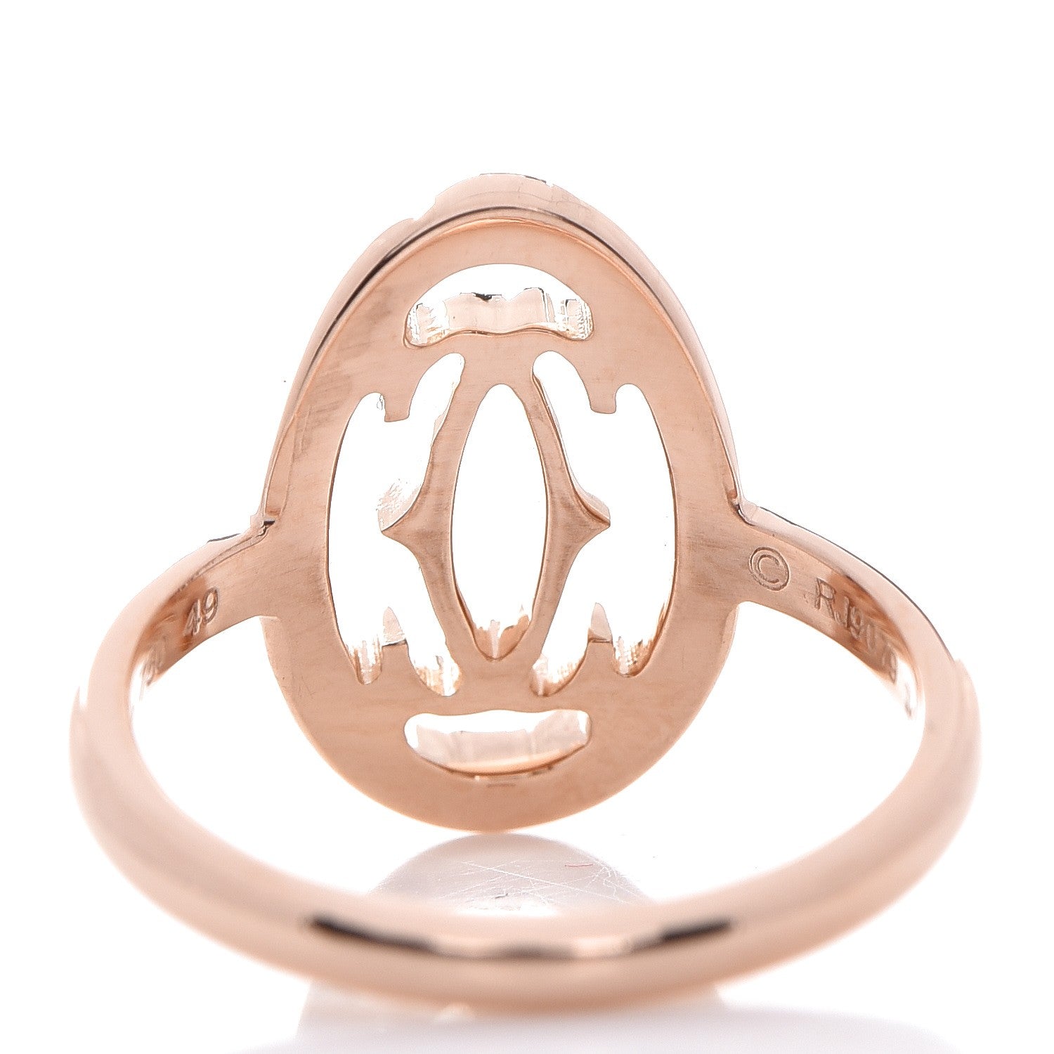 Cartier 18K Pink Gold Diamond Logo Double C Ring 49 4.75 4 of 7