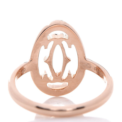 Cartier 18K Pink Gold Diamond Logo Double C Ring 49 4.75 4 of 7