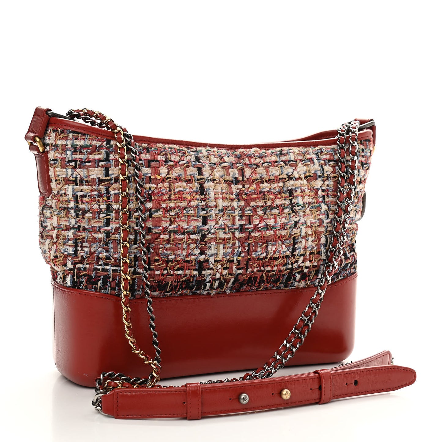 Tweed Calfskin Medium Gabrielle Hobo Red