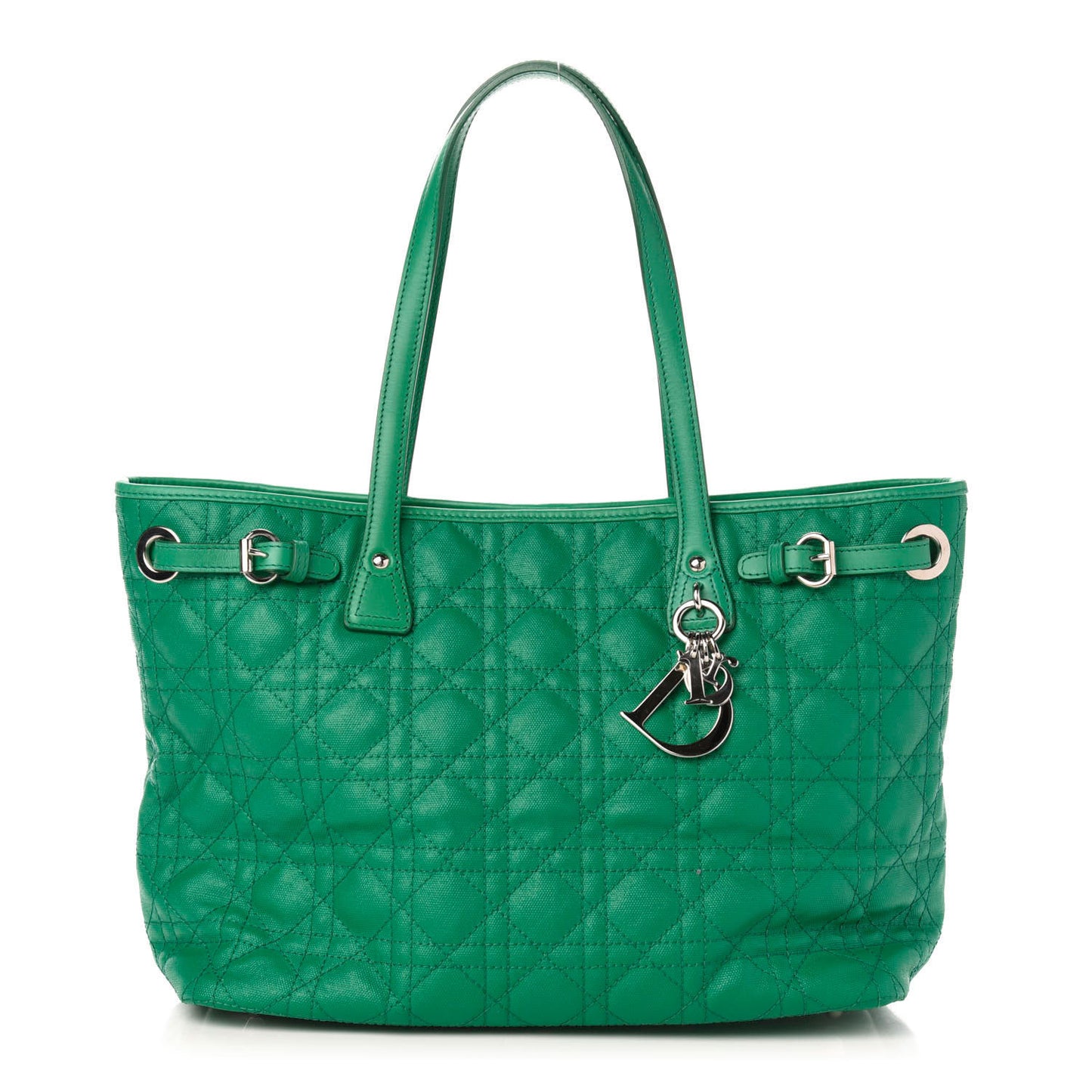 Coated Canvas Cannage Small Panarea Tote Green
