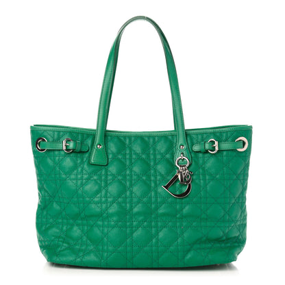 Christian Dior Coated Canvas Cannage Small Panarea Tote Green 1 of 11