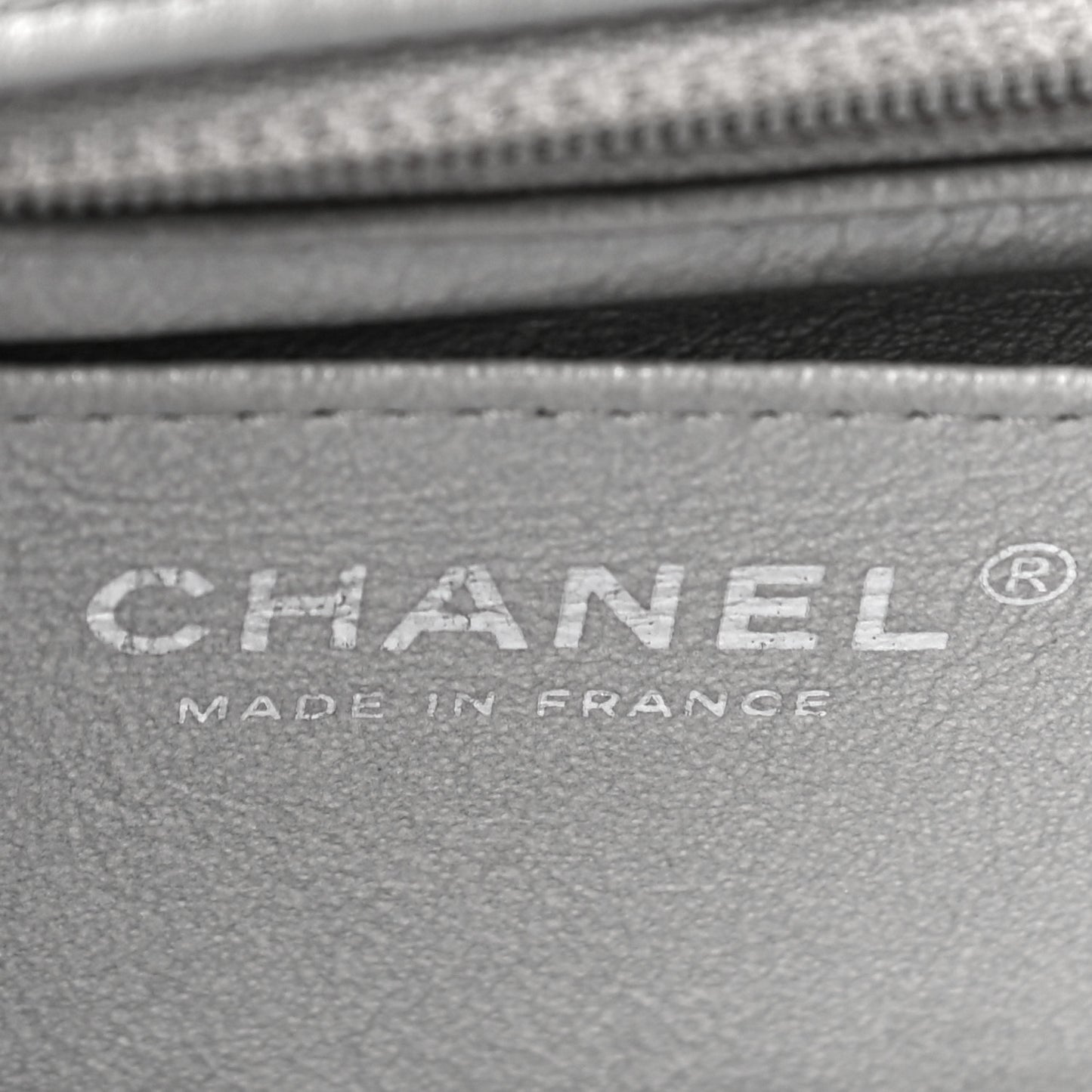 Patent Metallic Crumpled Calfskin Chevron Quilted Mini Rectangular Flap Silver