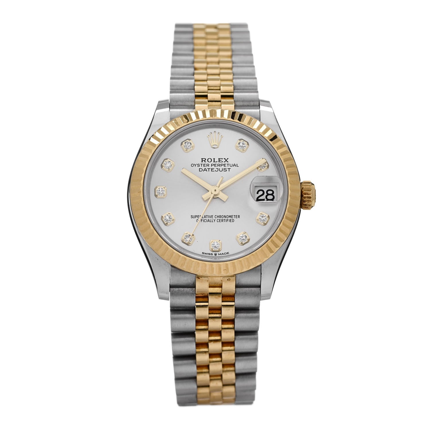 Rolex Stainless Steel 18K Yellow Gold Diamond 31mm Oyster Perpetual Datejust Watch Silver 278273 1 of 4
