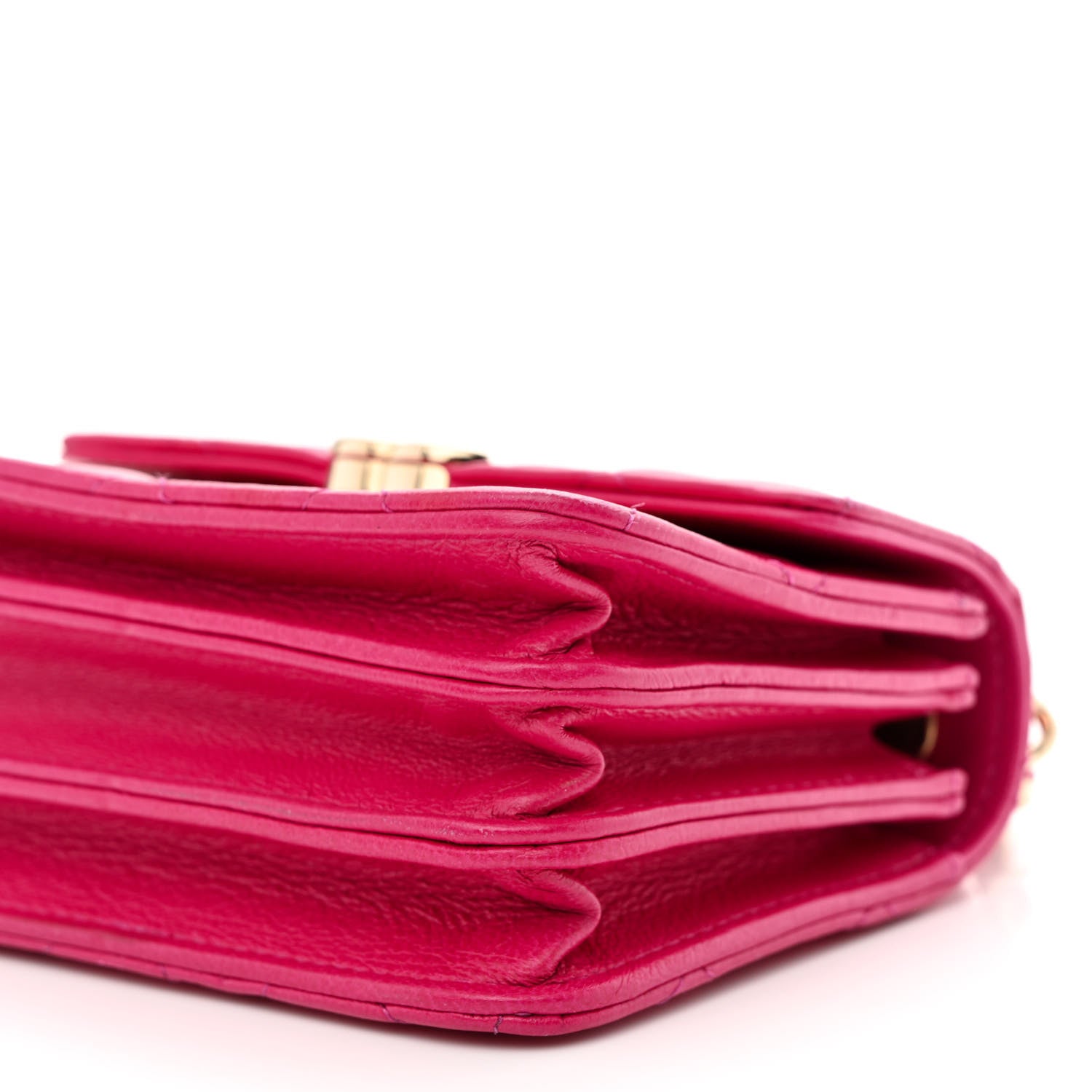 Chanel Lambskin Quilted Top Handle Flap Clutch With Chain Fuchsia 10 of 11
