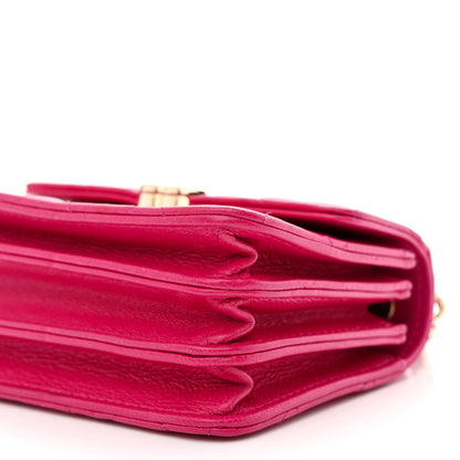 Chanel Lambskin Quilted Top Handle Flap Clutch With Chain Fuchsia 10 of 11