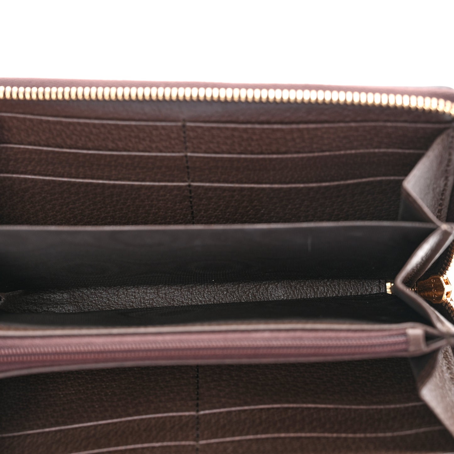 GG Supreme Monogram Web Ophidia Zip Around Wallet Brown