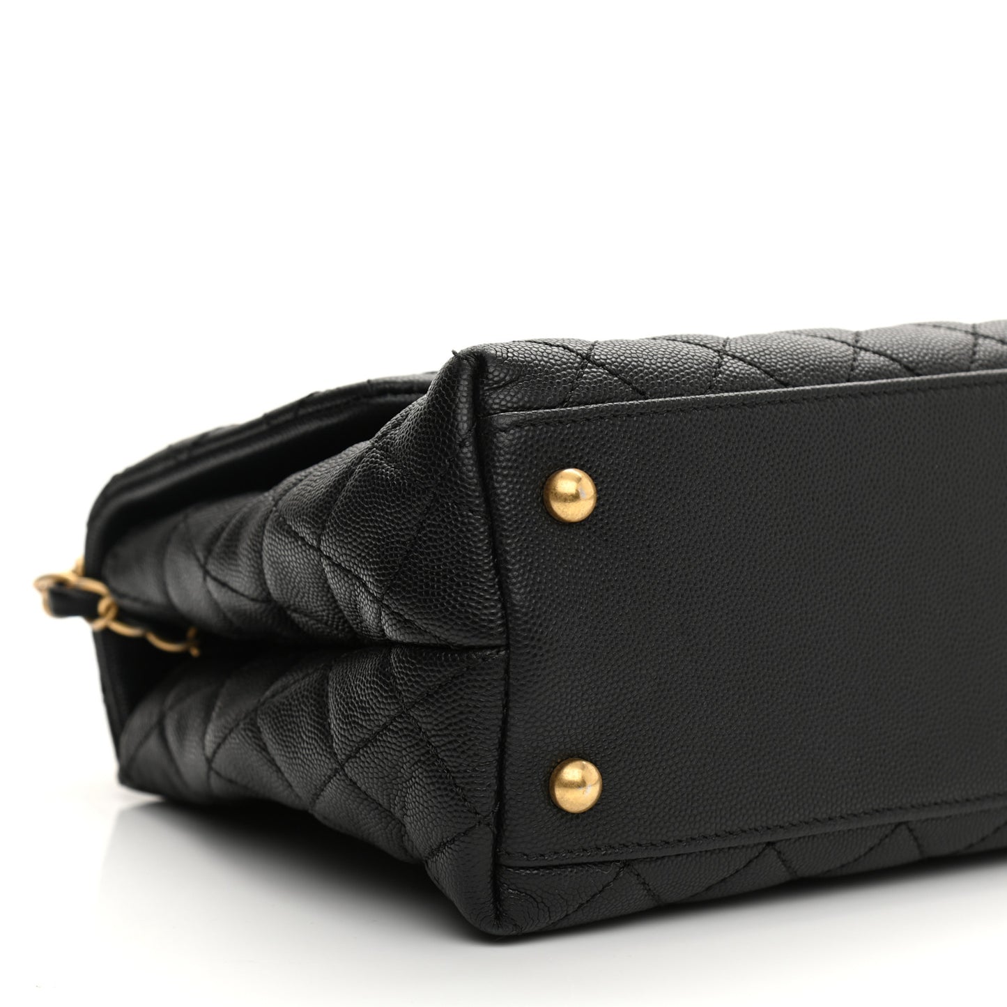 Caviar Lizard Embossed Quilted Small Coco Handle Flap Black