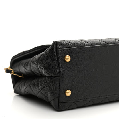 Chanel Caviar Lizard Embossed Quilted Small Coco Handle Flap Black 9 of 12