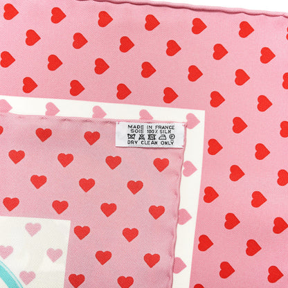 Hermes Silk Brides De Gala Love Pocket Square Rose Buvard Rouge Turquoise 4 of 4