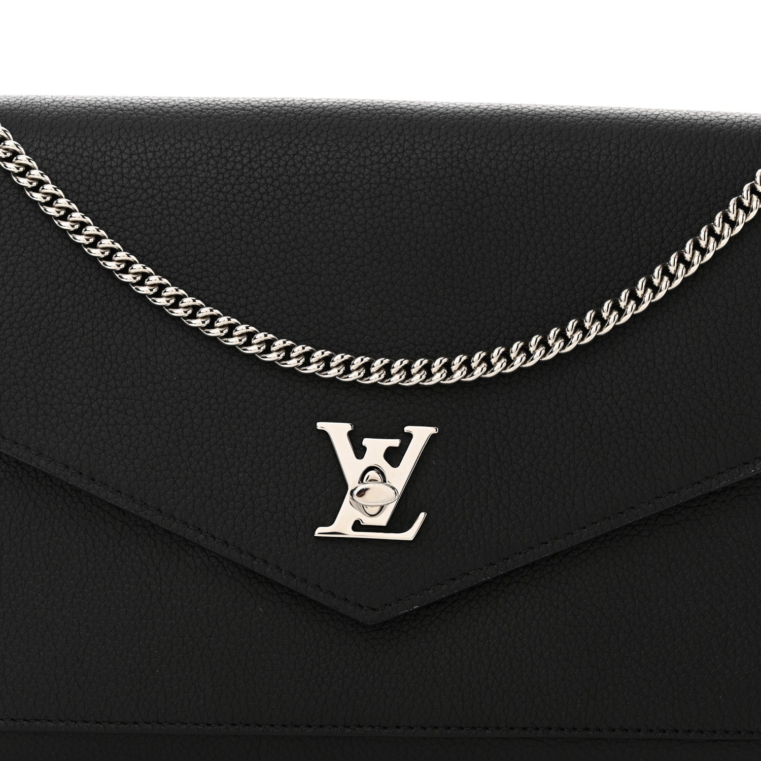 Louis Vuitton LOUIS VUITTON Soft Calfskin My Lockme Chain Pochette Black 7 of 10
