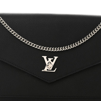 Louis Vuitton LOUIS VUITTON Soft Calfskin My Lockme Chain Pochette Black 7 of 10