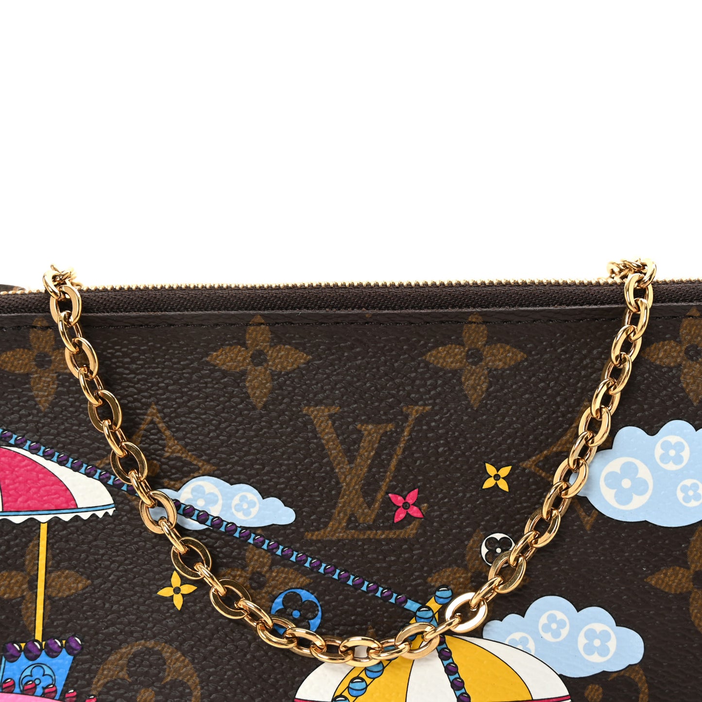 Monogram 2020 Christmas Animation Big Wheel Double Zip Pochette Rose Ballerine