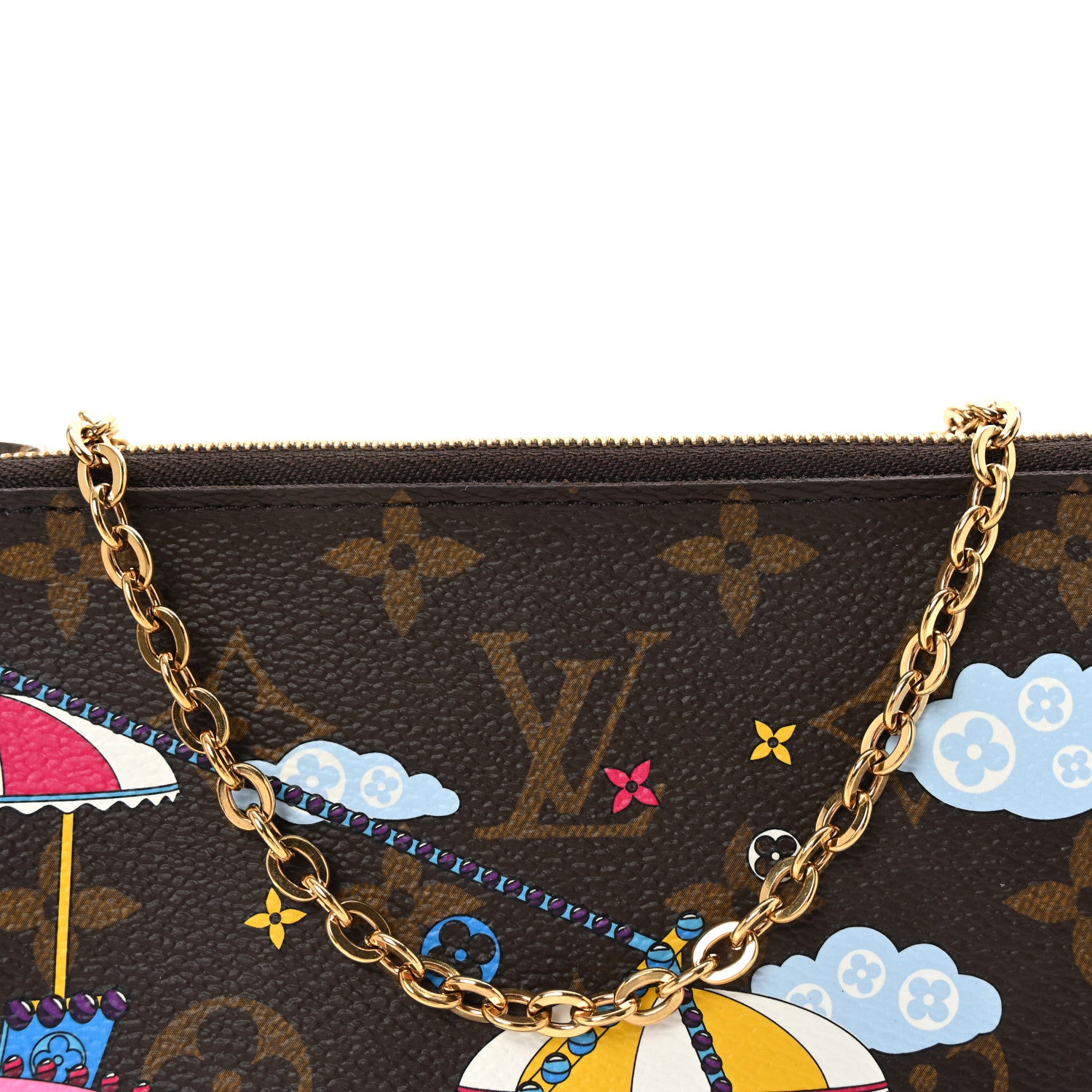 Louis Vuitton Monogram 2020 Christmas Animation Big Wheel Double Zip Pochette Rose Ballerine 6 of 9