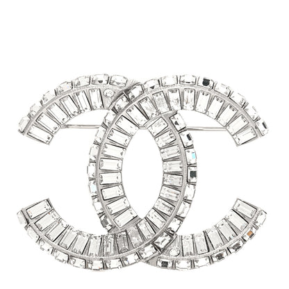 Chanel Baguette Crystal CC Brooch Silver 1 of 3