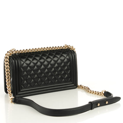 Chanel Lambskin Quilted Medium Boy Flap Black 3 of 8