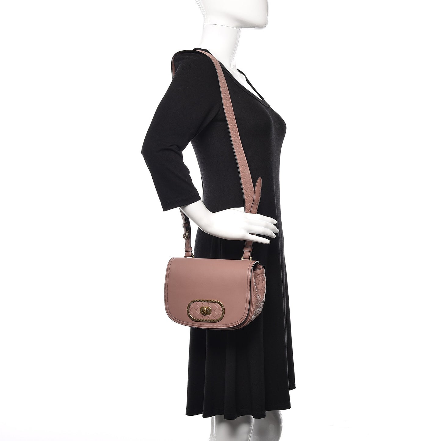 Nappa Intrecciato BV Luna Shoulder Bag Deco Rose