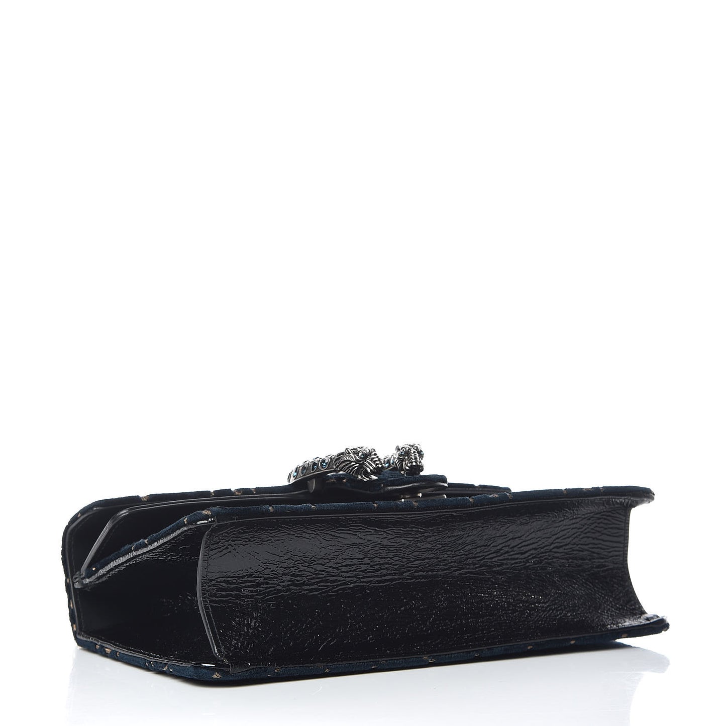 Velvet Skipper Crystal GG Monogram Small Dionysus Shoulder Bag Blue Beige Black