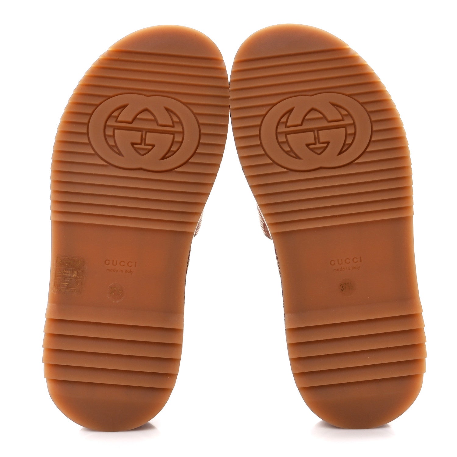 Gucci Canvas GG Monogram Angelina Platform Slide Sandals 37.5 Beige Ruggine 5 of 13