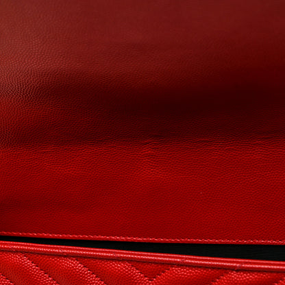 Saint Laurent Grain De Poudre Matelasse Chevron Large Monogram Satchel Lipstick Red 11 of 11