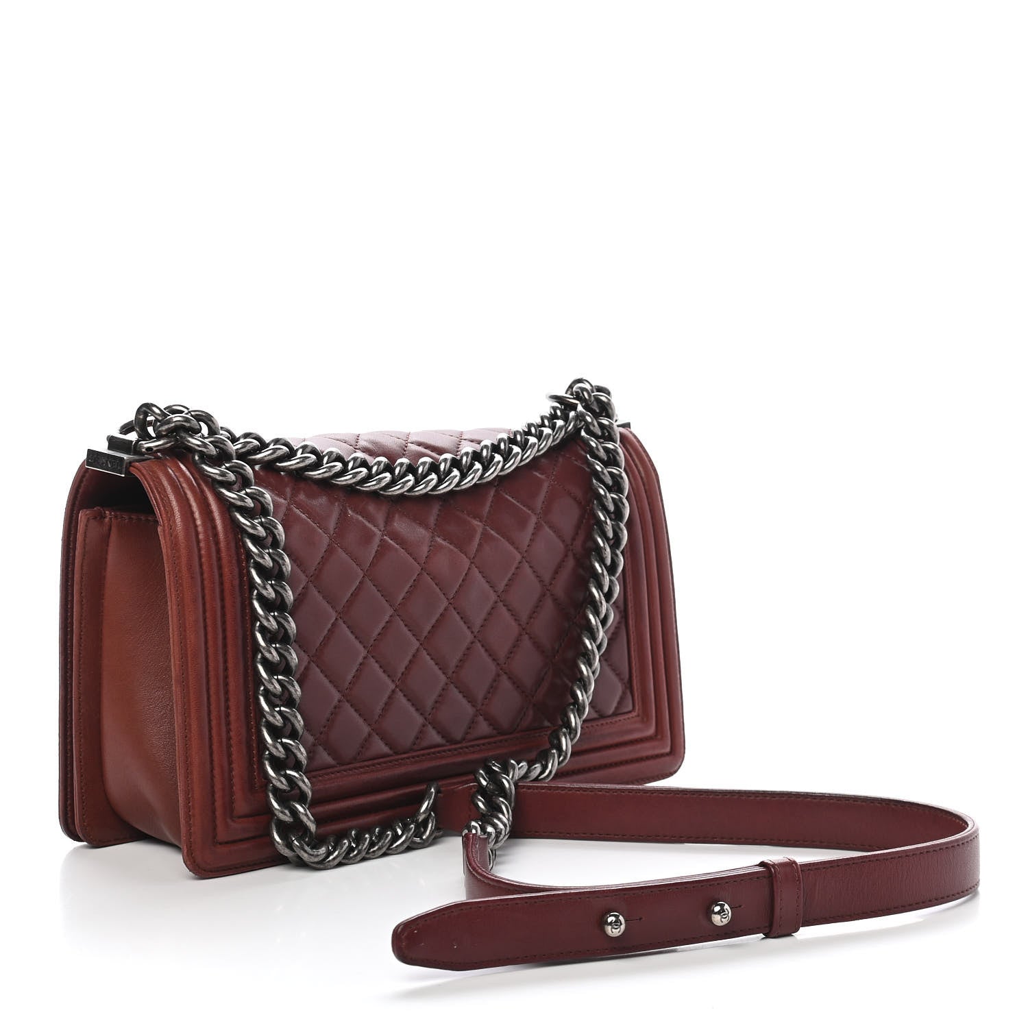 Chanel Lambskin Quilted Medium Boy Flap Burgundy 2 of 13