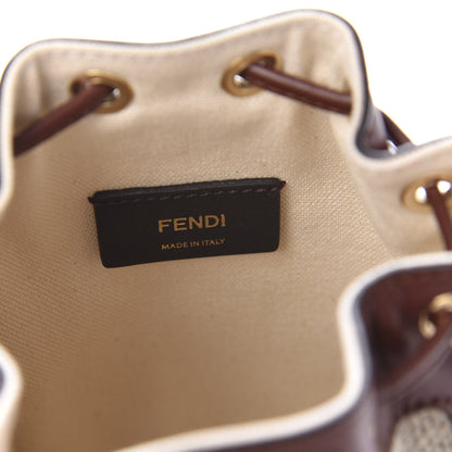 Fendi Sardinian Jacquard Vitello King F is Fendi FF 1974 Embroidered Mini Mon Tresor Bucket Bag Corda Praline 8 of 10