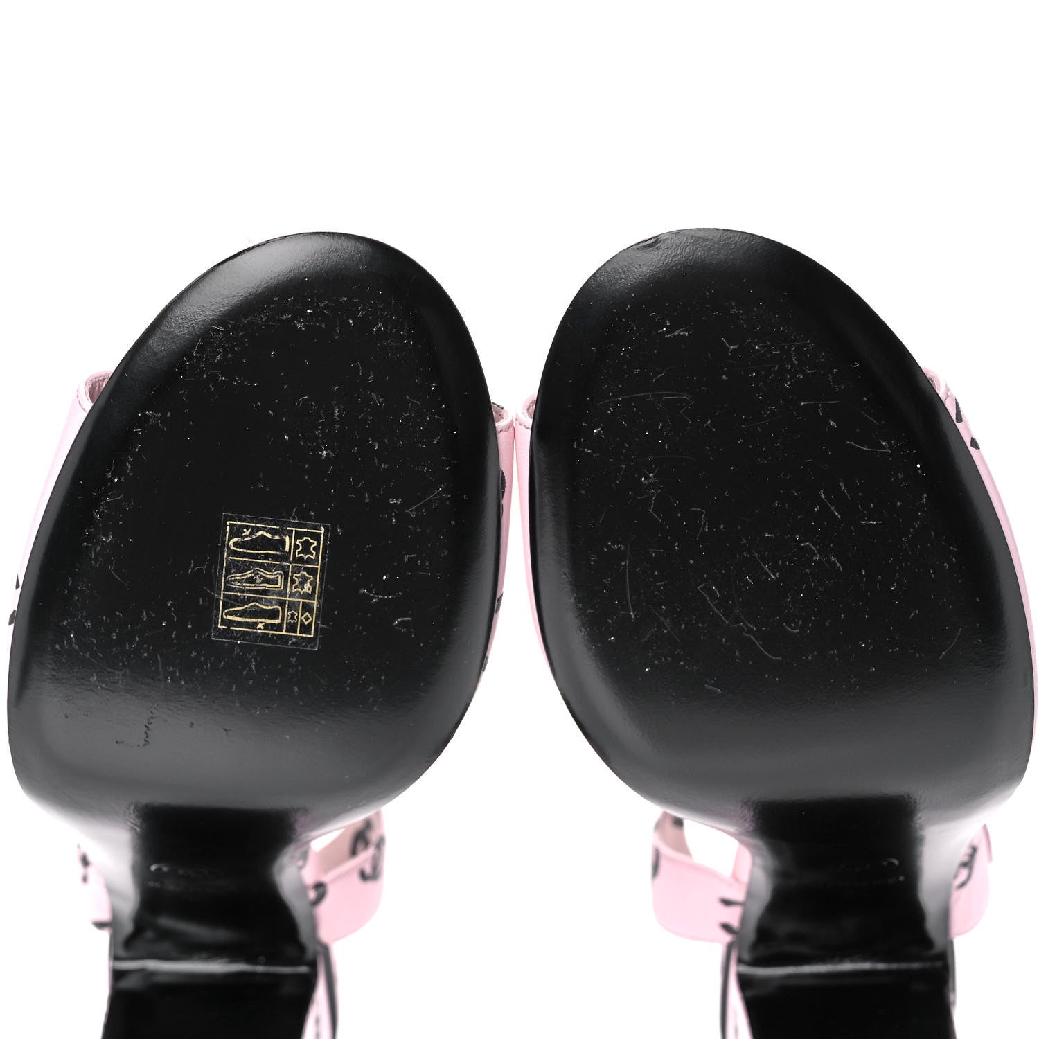 Chanel Printed Lambskin CC Sandals 42 Light Pink Black 9 of 13