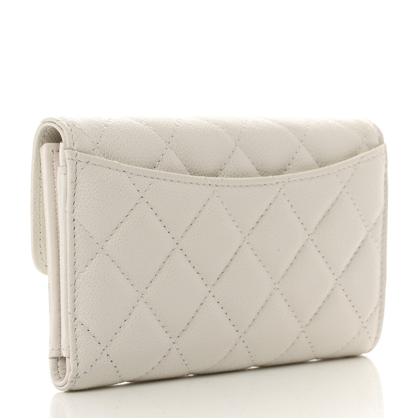 Caviar Quilted Medium Flap Wallet White