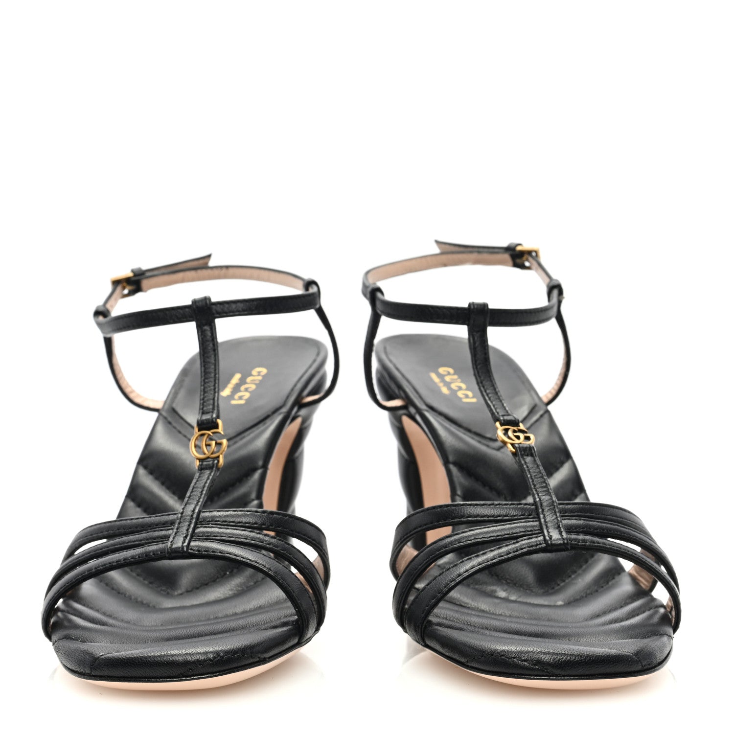 Gucci Nappa Matelasse T-Strap 40mm Sandals 38.5 Black 3 of 8