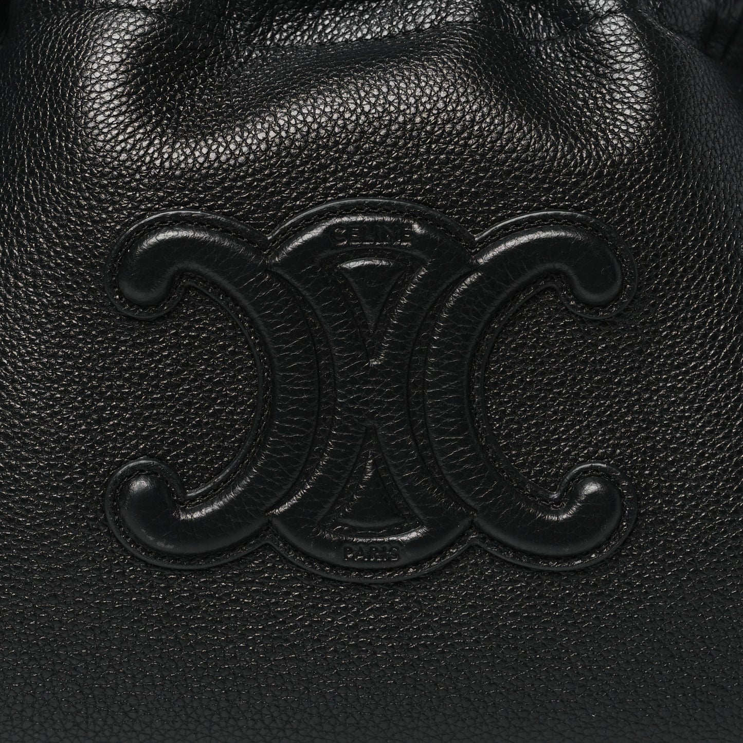 Grained Calfskin Cuir Triomphe Small Cabas Drawstring Black