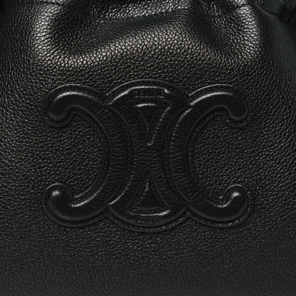 Celine Grained Calfskin Cuir Triomphe Small Cabas Drawstring Black 8 of 10